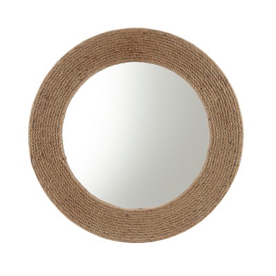 Olliix Cove Natural Jute Rope Round Wall Mirror 26in Natural