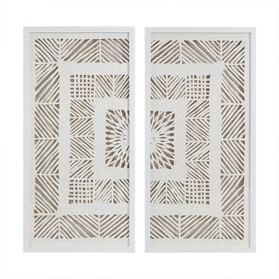 Olliix Tala Framed Geometric Rice Paper Panel 2-piece Shadowbox Wall Decor Set Off-White