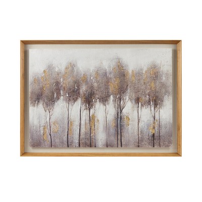 Olliix Enchanted Forest Hand Painted Abstract Landscape Framed and Matted Wall Art Grey/Gold