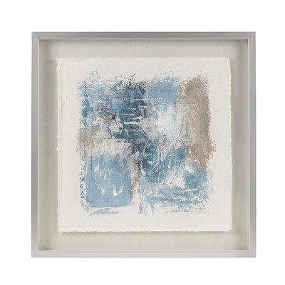 Olliix Ashlar Hand Painted Abstract Framed Glass and Matted Wall Art Blue