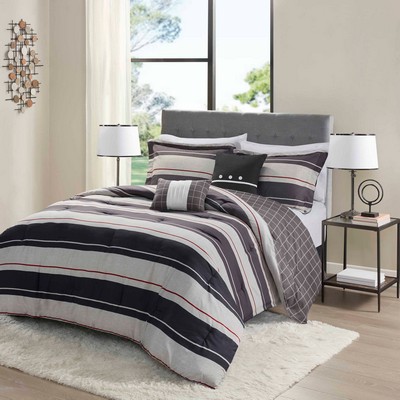 Olliix Dalton Comforter set with two decorative pillows Gray/Charcoal