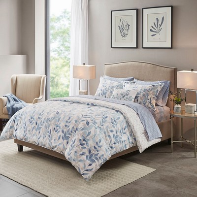 Olliix Sofia Reversible 6 Piece Comforter Set with Bed Sheets Blue