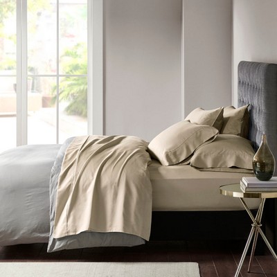 Olliix 800 Thread Count Cotton Blend Sateen Sheet Set Khaki