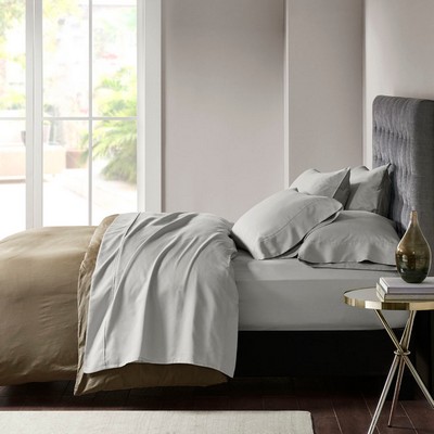 Olliix 800 Thread Count Cotton Blend Sateen Sheet Set Grey