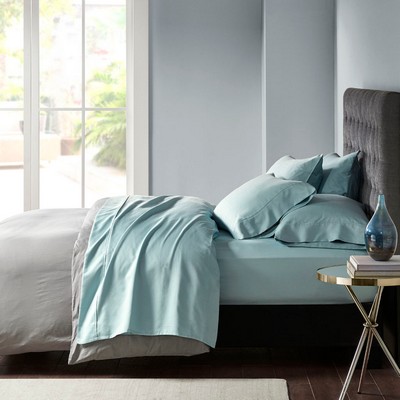 Olliix 800 Thread Count Cotton Blend Sateen Sheet Set Aqua