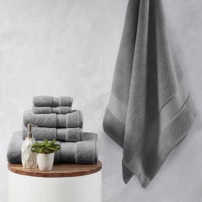 Olliix Splendor 1000gsm 100% Cotton 6 Piece Towel Set Charcoal