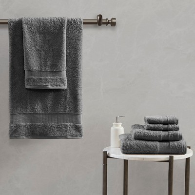 Olliix Luce 100% Egyptian Cotton 6 Piece Towel Set Charcoal