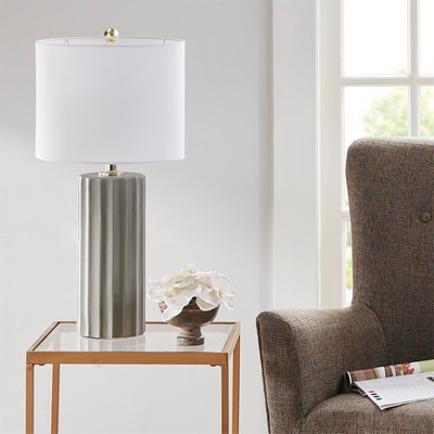 Olliix Glendale Ribbed Ceramic Table Lamp Grey