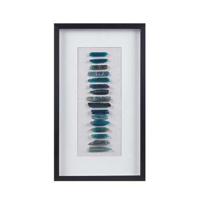 Olliix Cerulean Stones Framed Blue Agate Shadowbox Wall Decor Panel Blue