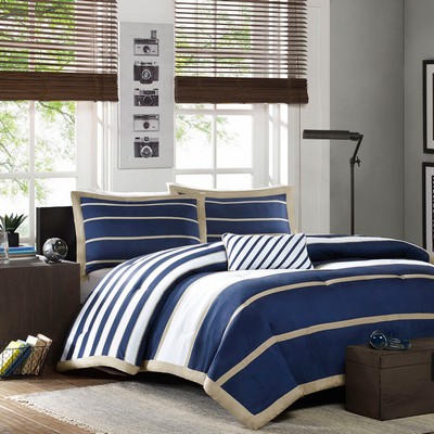 Olliix Ashton Comforter Set Khaki/Navy