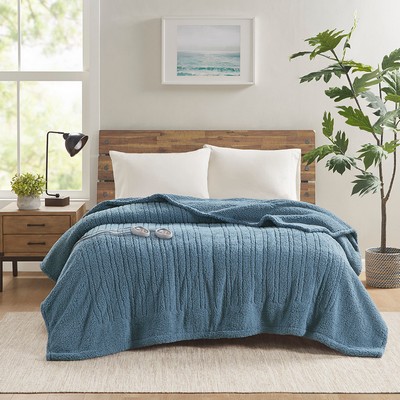 Olliix Sherpa Heated Blanket Blue