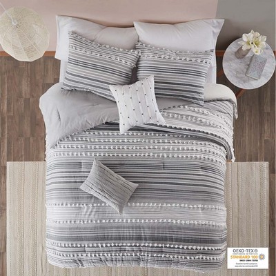 Olliix Calum Cotton Comforter Set Grey