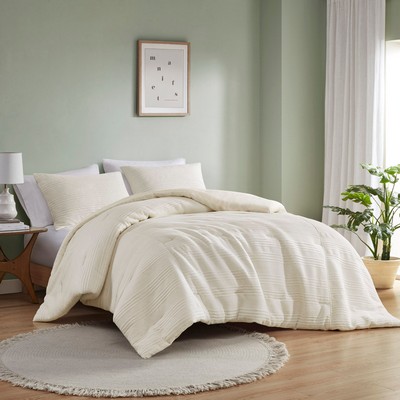 Olliix Wyatt 3 Piece Knitted Jersey Comforter Set Ivory