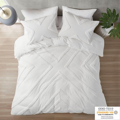 Olliix Beck Cotton Chenille Duvet Cover Set Ivory