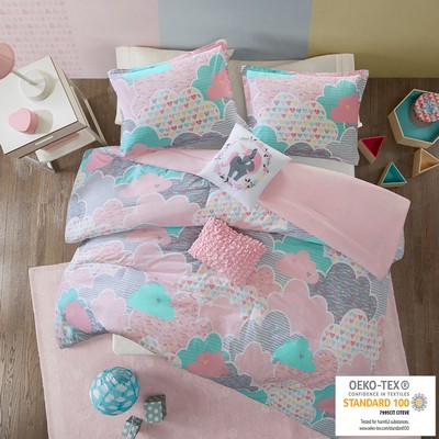 Olliix Cloud Cotton Printed Comforter Set Pink