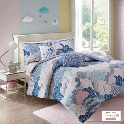 Olliix Cloud Cotton Printed Comforter Set Blue