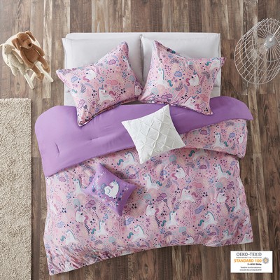 Olliix Lola Unicorn Cotton Comforter Set Pink