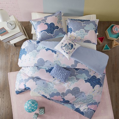 Olliix Cloud Cotton Printed Duvet Cover Set Blue