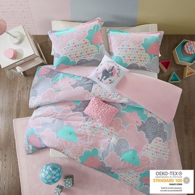 Olliix Cloud Cotton Printed Duvet Cover Set Pink