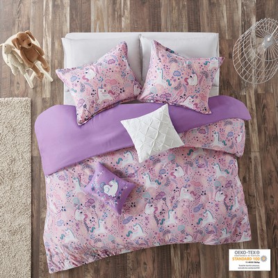 Olliix Lola Unicorn Cotton Duvet Cover Set Pink