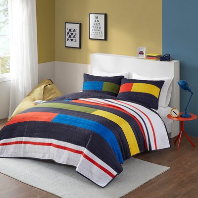 Olliix Morris Stripe Printed Quilt Set Multi