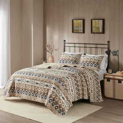 Olliix Montana Printed Cotton Oversized Quilt Mini Set Tan