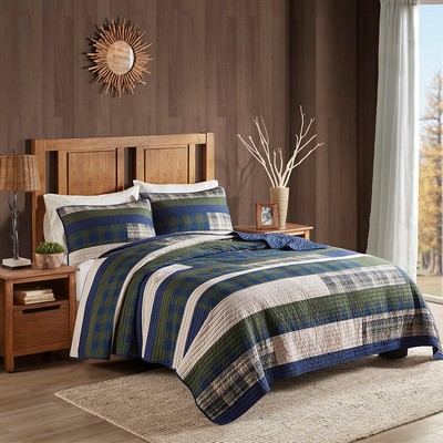 Olliix Spruce Hill Oversized Cotton Quilt Mini Set Green