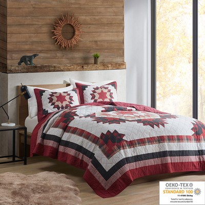 Olliix Compass Cotton Quilt Mini Set Red