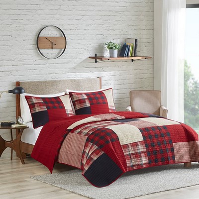 Olliix Sunset Oversized Cotton Quilt Mini Set Red