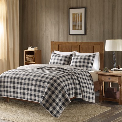 Olliix Buffalo Check Oversized Quilt Mini Set Gray