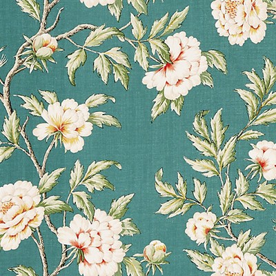 Scalamandre PEONIA LINEN PRINT EMERALD ISLE