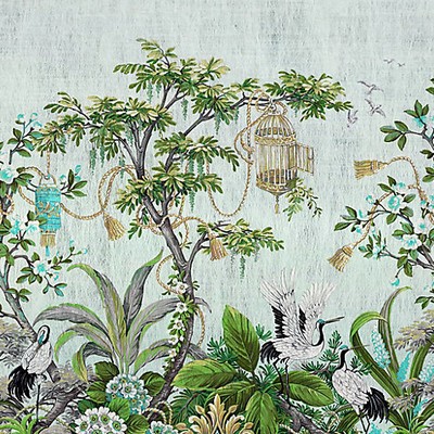 Scalamandre Wallcoverings SUMMER PALACE MURAL - SET TURQUOISE GREEN