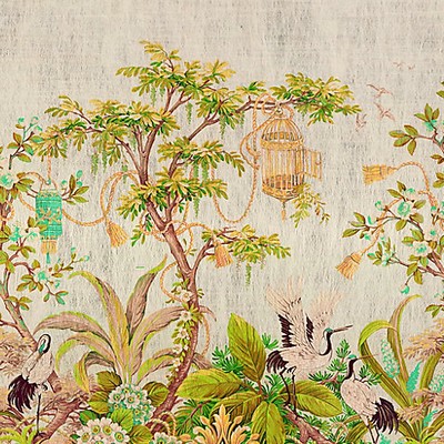 Scalamandre Wallcoverings SUMMER PALACE MURAL - SET MELON & MEADOW