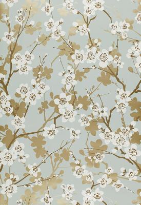 Schumacher Wallpaper MING CHERRY BLOSSOM AQUA