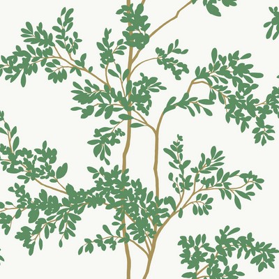 York Wallcovering Lunaria Silhouette White & Green