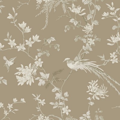 York Wallcovering Bird And Blossom Chinoserie Wallpaper Brown