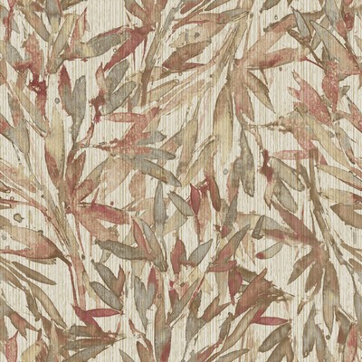 York Wallcovering Rainforest Leaves Wallpaper Red/Warm Grey