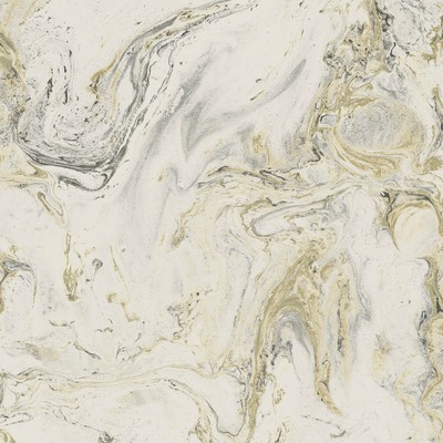 York Wallcovering Oil & Marble Wallpaper White/Black/Gold