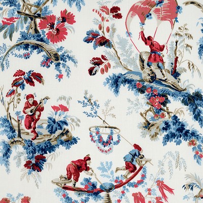 Schumacher Fabric PLAISIRS DE LA CHINE BLEU & ROUGE