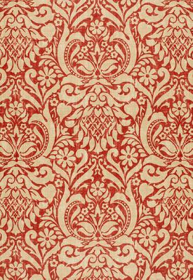 Schumacher Fabric VALENCAY DAMASK TERRACOTTA