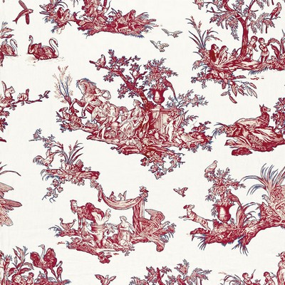 Schumacher Fabric CONTINENTI ROUGE/PRUSSIAN BLUE