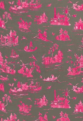 Schumacher Fabric COROMANDEL FUCHSIA/GREY