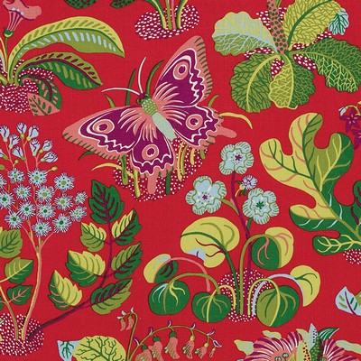 Schumacher Fabric EXOTIC BUTTERFLY RED