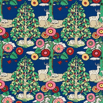 Schumacher Fabric FANTASY FOREST BLUE & MULTI