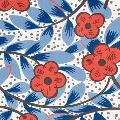 Schumacher Fabric COCARDE ESPAGNOLE RED & BLUE