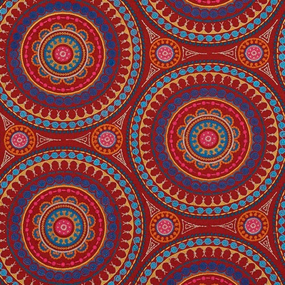 Schumacher Fabric IDRIS EMBROIDERY RED & MULTI