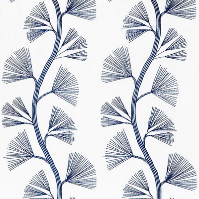 Schumacher Fabric GINKGO EMBROIDERY MARINE