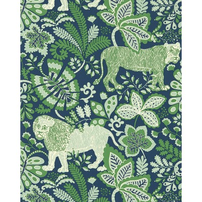 Kravet Wallcovering RUMBLE IN THE JUNGLE WP MIDNIGHT/MINT