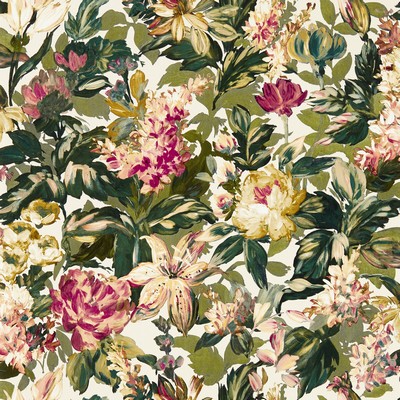 Clarke and Clarke Wallpaper LILUM OLIVE RASPBERRY WP