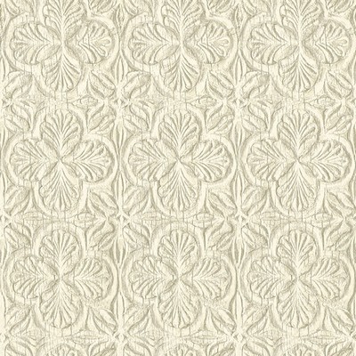 Brewster Wallcovering Karachi Cream Wooden Damask Wallpaper Cream